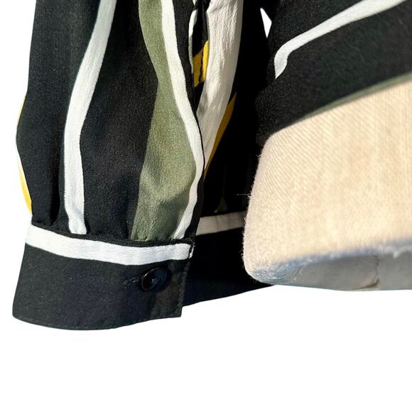 Womens Top Size Small Black Green Stripes Crop Wrap Professional Work Attire - Picture 4 of 8